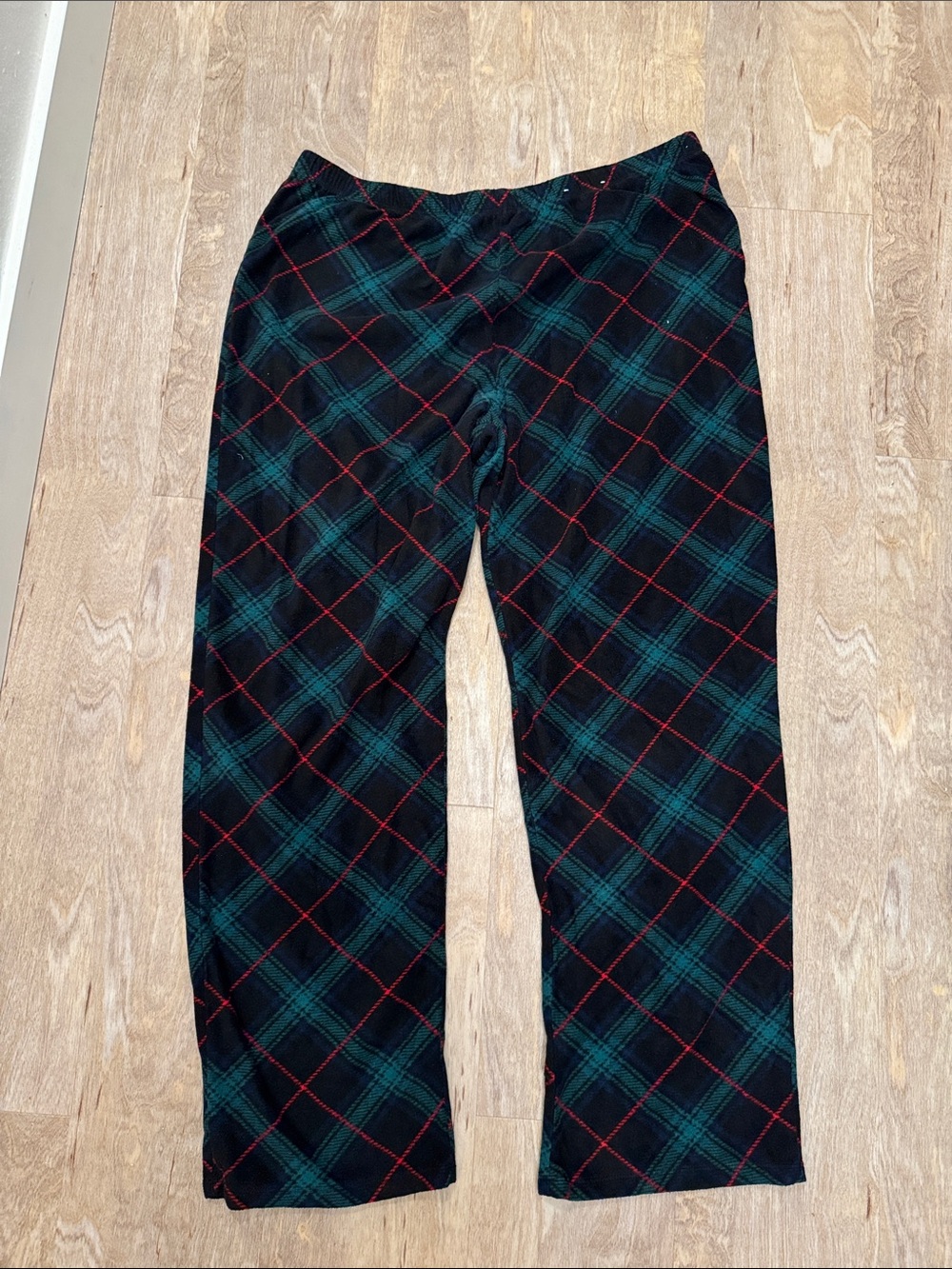 Black & Green Plaid Lounge Pants with Red Accent